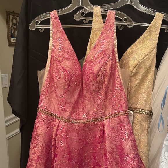 SHORT GLITTER PRINT V-NECK JUNIOR DRESS WITH POCKETS M & XL - NEW W/TAGS - Picture 5 of 7